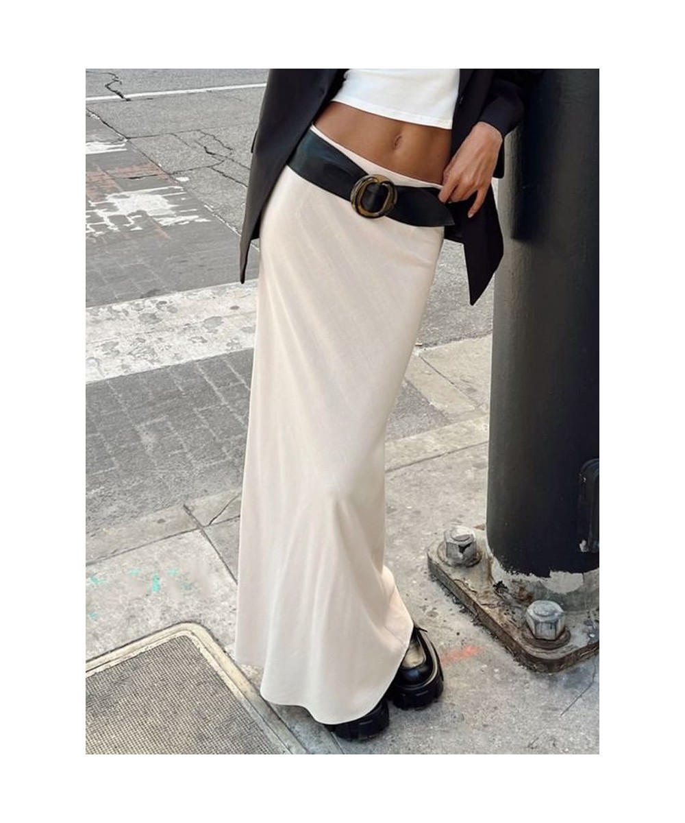 Elegant Female Maxi Skirt Low Rise Fashion Women Straight Long Skirts Office Wear Casual High Street All-match Outfit $27.62 ...