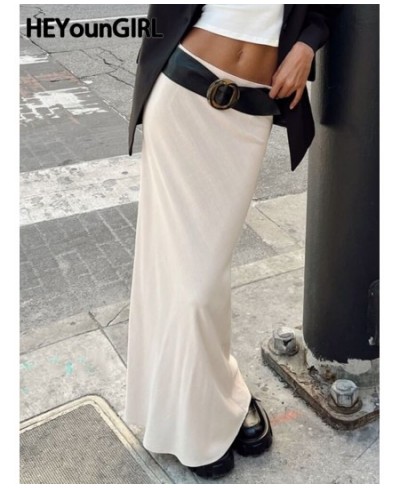 Elegant Female Maxi Skirt Low Rise Fashion Women Straight Long Skirts Office Wear Casual High Street All-match Outfit $27.62 ...