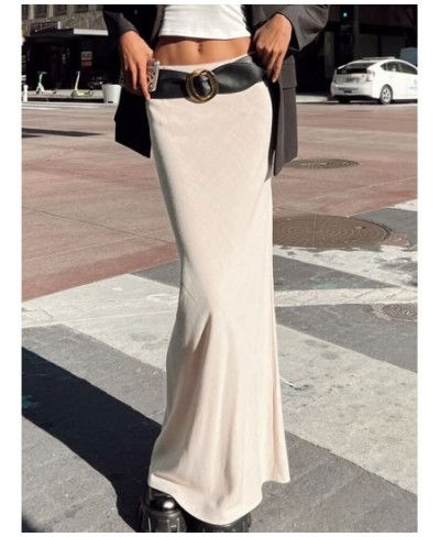 Elegant Female Maxi Skirt Low Rise Fashion Women Straight Long Skirts Office Wear Casual High Street All-match Outfit $27.62 ...