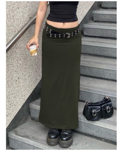 Elegant Female Maxi Skirt Low Rise Fashion Women Straight Long Skirts Office Wear Casual High Street All-match Outfit $27.62 ...