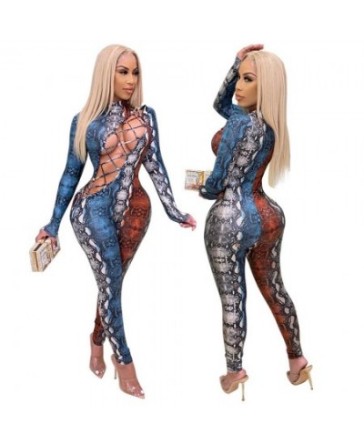 Vintage Hollow Out Leopard Printed Jumpsuit Women Long Sleeve Skinny Bandage Rompers Womens Jumpsuit Sexy One Piece Club $36....