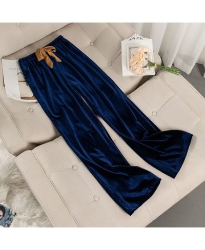 Solid Velour Warm Long Sleep Bottoms Autumn Winter New Full-length Sleep Pants Loose Elastic Waist Women Pajama Pants Home We...