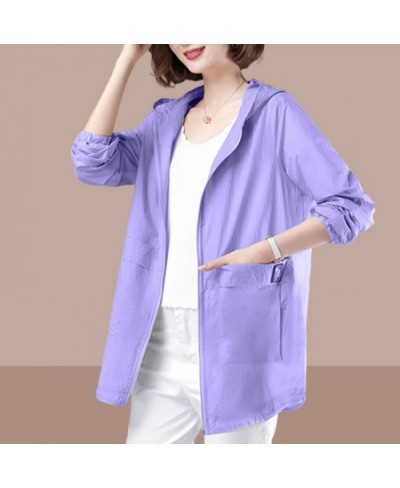 Women's Jacket Spring & Summer Plus Size Korean Hooded Jacket Mid-length Sun Protection Clothing Anti-UV Outdoor Sports Top Z...