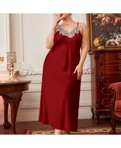 5xl Plus-Sized Sleeping Dress Sleepwear Women Silk Night Dress for Nightwear Fashion Lace Nightgown Silk Summer Sexy Sleepwea...