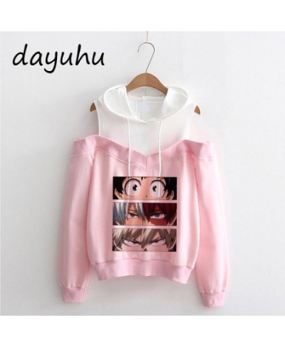 90s My Hero Academia Hoodies Kawaii Japanese Anime Hoodie Boku No Hero Academia Himiko Toga Off Shoulder Sweatshirt Y2k Manga...