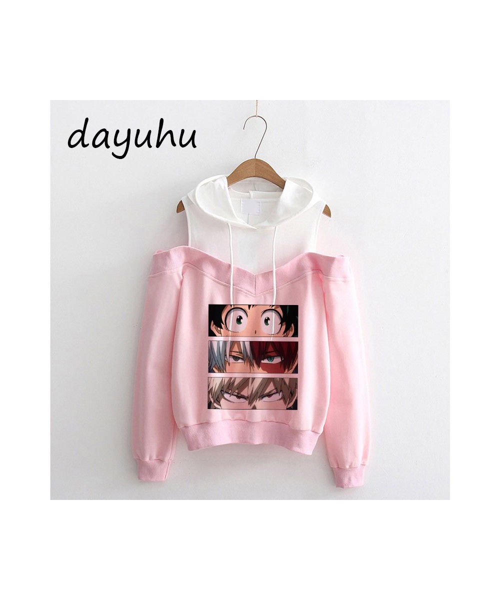 90s My Hero Academia Hoodies Kawaii Japanese Anime Hoodie Boku No Hero Academia Himiko Toga Off Shoulder Sweatshirt Y2k Manga...