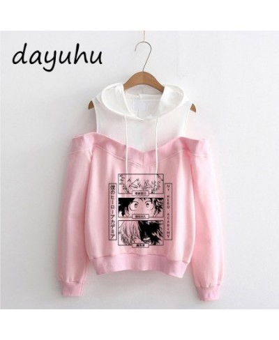 90s My Hero Academia Hoodies Kawaii Japanese Anime Hoodie Boku No Hero Academia Himiko Toga Off Shoulder Sweatshirt Y2k Manga...