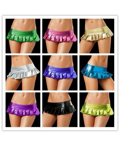 9 Colors Candy color Women saia latex Skirts Suit Pole Dance Clubwear Patent Pu Leather Micro Mini Skirts Set Nightclub $13.9...