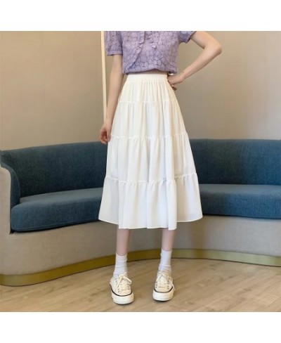 Vintage High Waist Elastic Patchwork White Black Chic Long Cake A-Line Skirt For Student Spring Summer Women Chiffon Tulle $3...