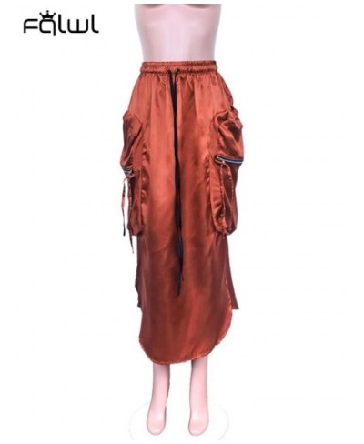 Summer Satin Soild y2k Clothes Maxi Skirt For Womens 2022 Black High Waist Loose Skirts Women Streetwear Casual Skirts $36.96...