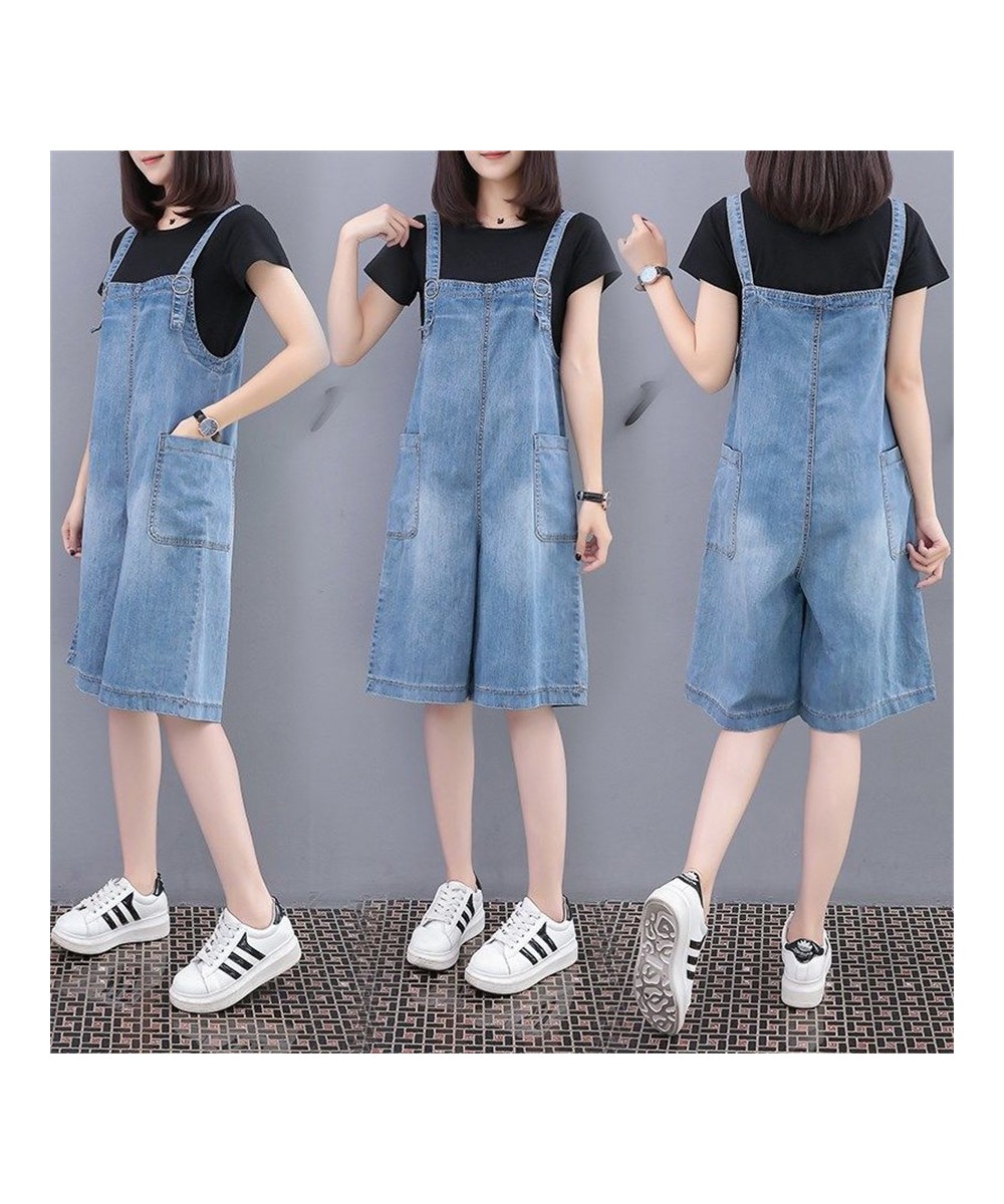 Women Jumpsuit Denim Playsuits Wide Leg Pants Summer Sleeveless Fashion Casual Jean U-Neck Loose Rompers 5XL $54.70 - Jumpsuits