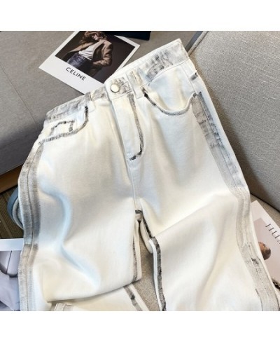 Korean Waist Baggy Jeans for Women 2022 Fashion Straight Wide Leg Pants Black Side White Denim Trousers Y2k Streetwear Female...