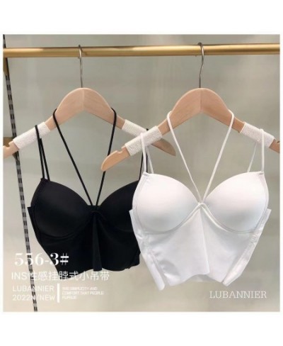 Beauty Back Ice Silk Halter Cropped Tube Top Streetwear Female Camis Padded Bralette Underwear Sleeveless Full Cup Bra Tank $...