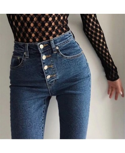 Skinny Jeans Woman High Waist Jeans Streetwear Black Blue Denim Pencil Pants Spijkerbroeken Dames Kleding Vrouwen C9879 $48.8...