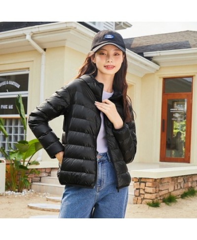 Down Jacket Women Light And Thin Hooded Windproof Winter New Black Technology Waterproof Solid Jacket Fashion $62.63 - Jacket...