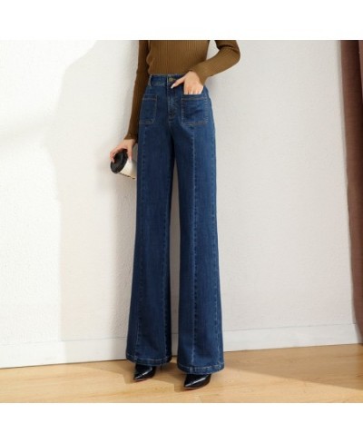 Women Wide Leg Flared Denim Jeans For Spring Autumn Female Leisure Elastic High Waist Straight Leg Stretchy Fashion Jeans $59...