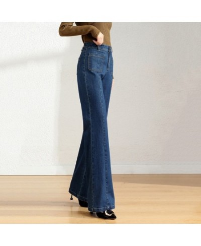 Women Wide Leg Flared Denim Jeans For Spring Autumn Female Leisure Elastic High Waist Straight Leg Stretchy Fashion Jeans $59...