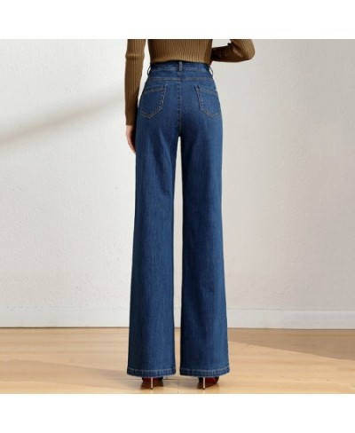 Women Wide Leg Flared Denim Jeans For Spring Autumn Female Leisure Elastic High Waist Straight Leg Stretchy Fashion Jeans $59...