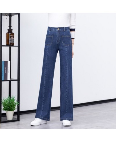 Women Wide Leg Flared Denim Jeans For Spring Autumn Female Leisure Elastic High Waist Straight Leg Stretchy Fashion Jeans $59...