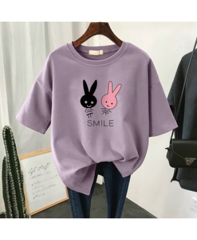 Plus Size T Shirt 100% Cotton L-6XL Tshirt Short Sleeve Women Top Summer Cartoon Print Casual O Neck Oversized T Shirts $41.9...