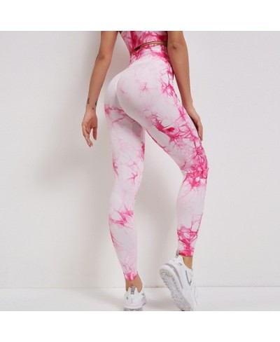 Tie Dye Leggings Seamless Women Fitness Leggings Push Up Booty Lifting Workout Pants Gym Running Legging $29.54 - Bottoms