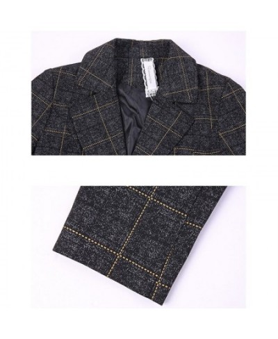 Spring Autumn Jacket Women's Blazers Fashion Plaid Long Sleeve Single Breasted Suit Female Blazers Outerwear Casual Tops 4XL ...