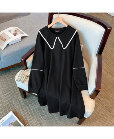 150Kg Plus Size Women's Bust 153 Spring Autumn New Loose Doll Collar Temperament Dress Black Coffee 5XL 6XL 7XL 8XL 9XL $83.3...