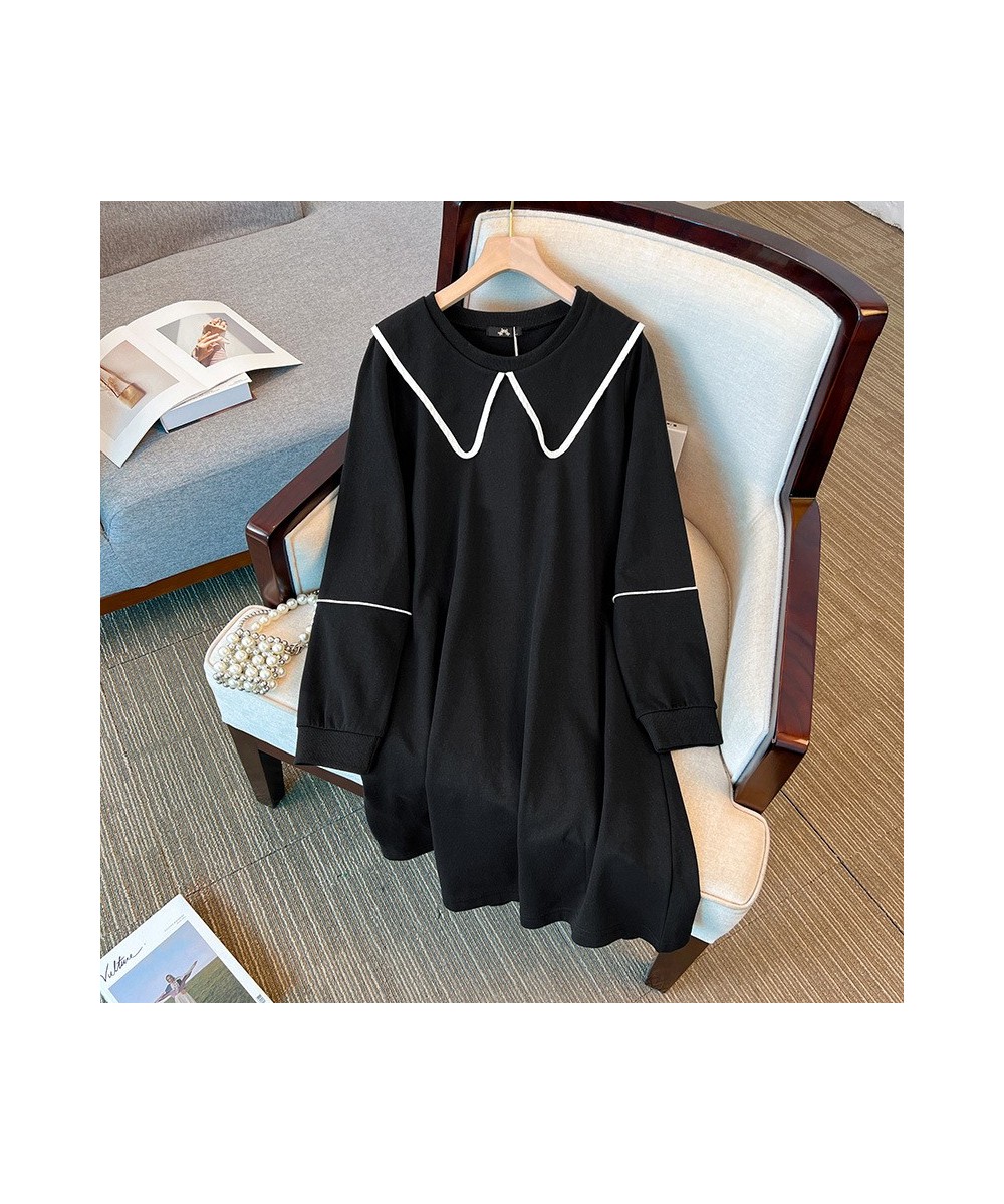 150Kg Plus Size Women's Bust 153 Spring Autumn New Loose Doll Collar Temperament Dress Black Coffee 5XL 6XL 7XL 8XL 9XL $83.3...