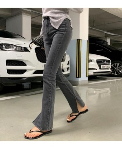 Gray Split Jeans Women 2023 Chic Vintage High Waisted Elastic Denim Ladies Wide Leg Pants Summer Korean Sexy Bottoms Y2k $49....