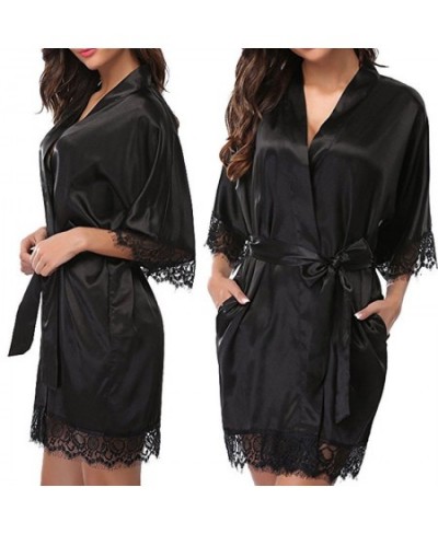 Fashion Women's Plus Size Sexy Faux Ice Silk Nightdress Black Blue Gray Rose Red Purple Red White $25.95 - Sleepwears