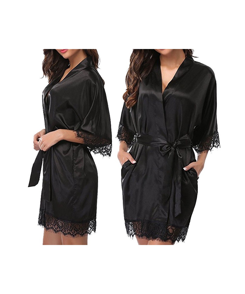 Fashion Women's Plus Size Sexy Faux Ice Silk Nightdress Black Blue Gray Rose Red Purple Red White $25.95 - Sleepwears