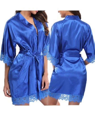 Fashion Women's Plus Size Sexy Faux Ice Silk Nightdress Black Blue Gray Rose Red Purple Red White $25.95 - Sleepwears