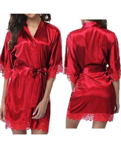 Fashion Women's Plus Size Sexy Faux Ice Silk Nightdress Black Blue Gray Rose Red Purple Red White $25.95 - Sleepwears