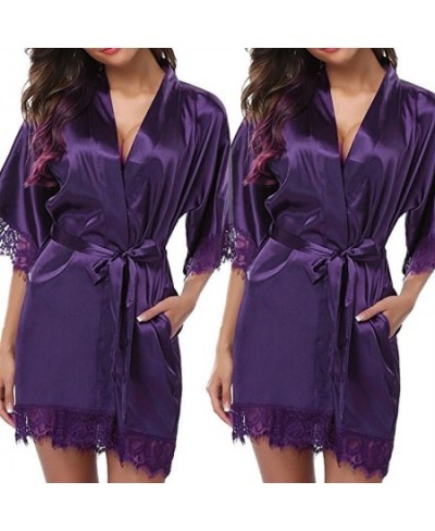 Fashion Women's Plus Size Sexy Faux Ice Silk Nightdress Black Blue Gray Rose Red Purple Red White $25.95 - Sleepwears