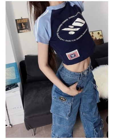 American Street Pocket Cargo Jeans Female Y2K Fashion Heavy Industry Loose High Waist Slim Straight Leg High Street Jeans New...