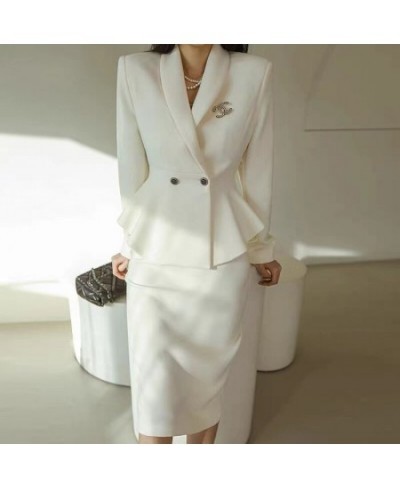 Professional Women Skirt Suits 2 Pieces Business Formal Party Dress Slim Fitted Jacket Regular Style Elegant Lady Wear $68.61...