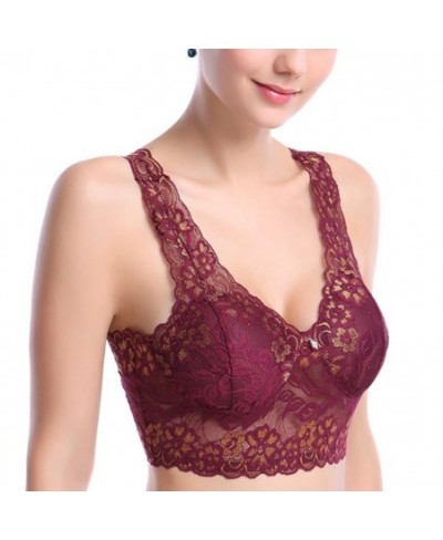 Top Women's Lace Bras Underwear Sexy and Comfortable No Steel Rings Fixed Cups Gathered Bra Thin Section Plus Size M-4XL $19....