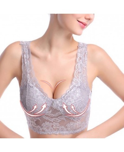 Top Women's Lace Bras Underwear Sexy and Comfortable No Steel Rings Fixed Cups Gathered Bra Thin Section Plus Size M-4XL $19....