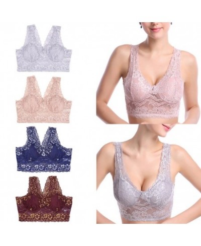 Top Women's Lace Bras Underwear Sexy and Comfortable No Steel Rings Fixed Cups Gathered Bra Thin Section Plus Size M-4XL $19....