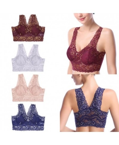 Top Women's Lace Bras Underwear Sexy and Comfortable No Steel Rings Fixed Cups Gathered Bra Thin Section Plus Size M-4XL $19....