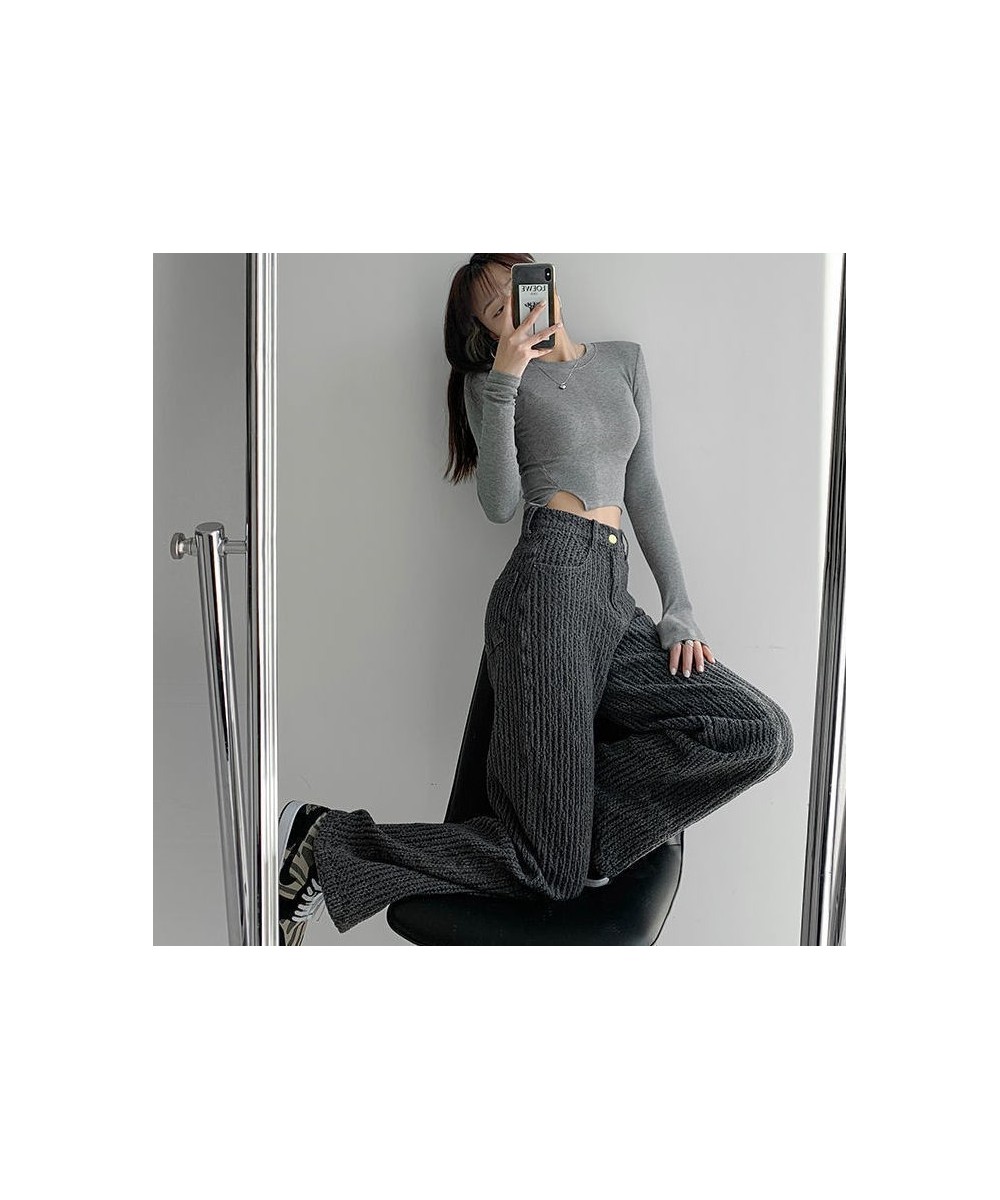 Woven High Waisted Jeans Woman High Street Vintage Hip Hop Baggy Jeans Women Clothing Casual Straight Wide Leg Jeans Pants $5...