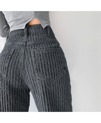 Woven High Waisted Jeans Woman High Street Vintage Hip Hop Baggy Jeans Women Clothing Casual Straight Wide Leg Jeans Pants $5...