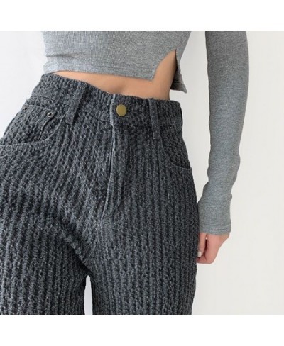 Woven High Waisted Jeans Woman High Street Vintage Hip Hop Baggy Jeans Women Clothing Casual Straight Wide Leg Jeans Pants $5...