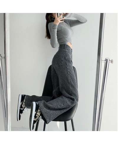 Woven High Waisted Jeans Woman High Street Vintage Hip Hop Baggy Jeans Women Clothing Casual Straight Wide Leg Jeans Pants $5...