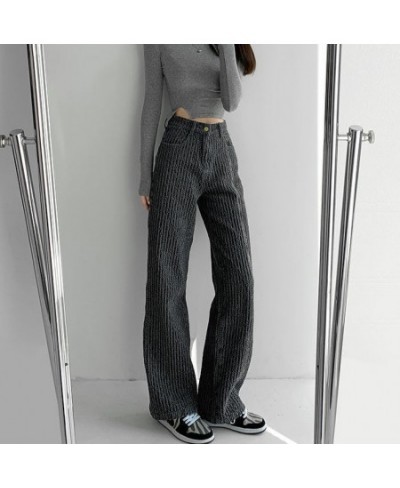 Woven High Waisted Jeans Woman High Street Vintage Hip Hop Baggy Jeans Women Clothing Casual Straight Wide Leg Jeans Pants $5...