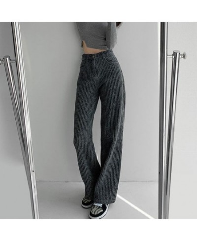 Woven High Waisted Jeans Woman High Street Vintage Hip Hop Baggy Jeans Women Clothing Casual Straight Wide Leg Jeans Pants $5...