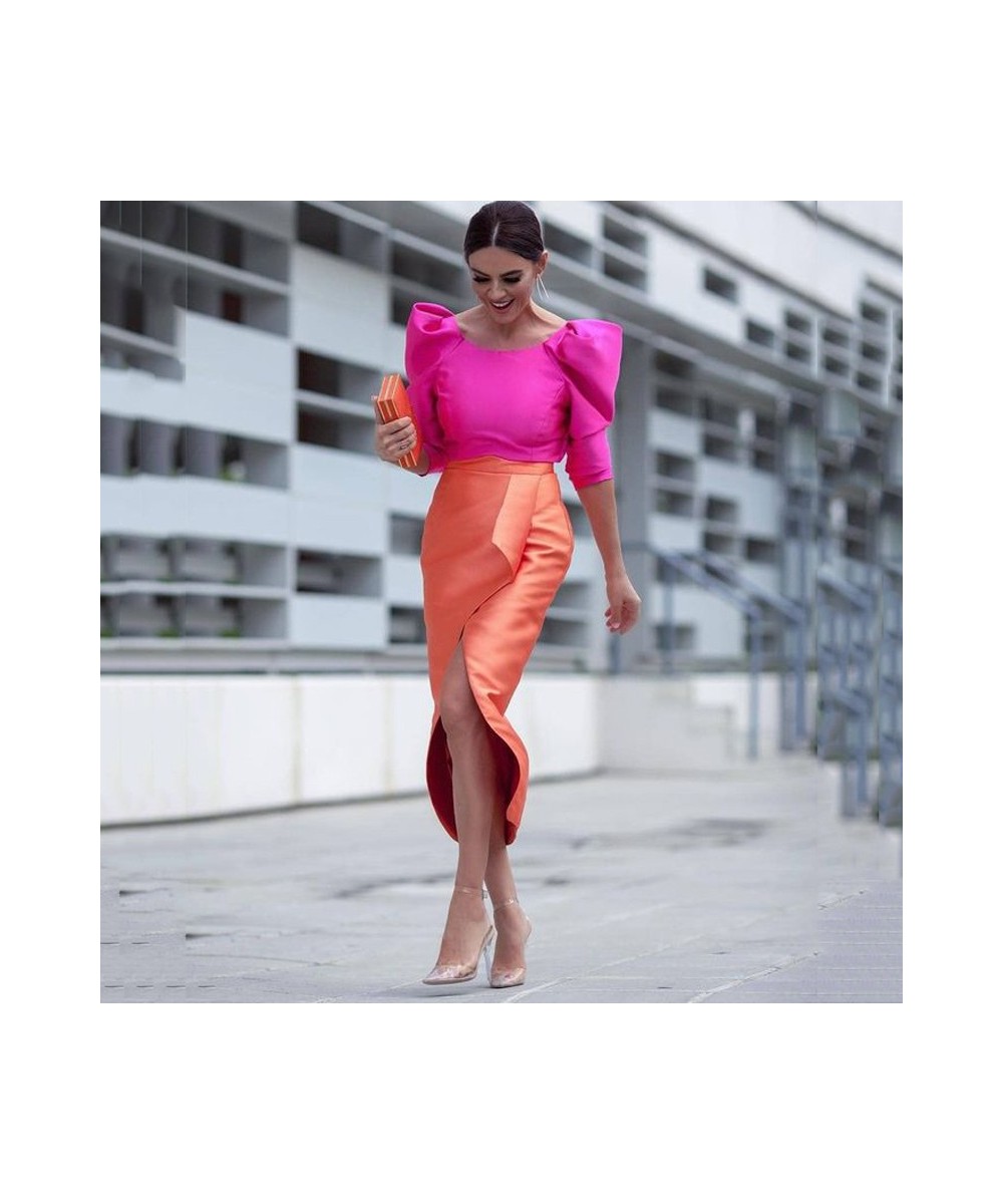 Orange Skirt Fashion Draped Woman Skirts Ruffles Tiered mujer faldas 2023 Ankle Length Long Skirt Pencil $70.13 - Skirts