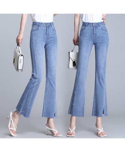 Summer High Waisted Jeans Woman Flare Pants Womens Jeans for Women Bell Bottoms Women Denim Jeans Ankle Length $68.52 - Jeans