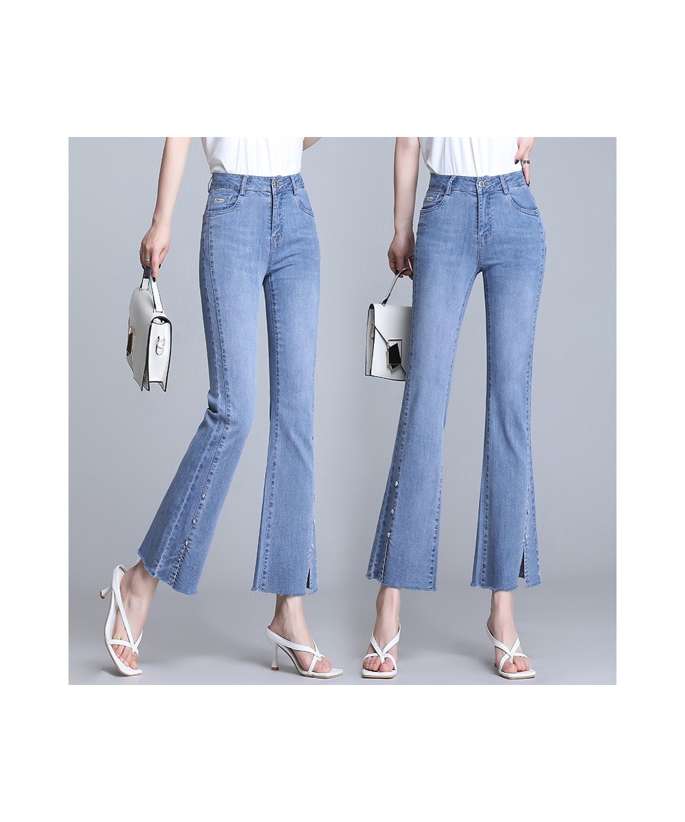 Summer High Waisted Jeans Woman Flare Pants Womens Jeans for Women Bell Bottoms Women Denim Jeans Ankle Length $68.52 - Jeans