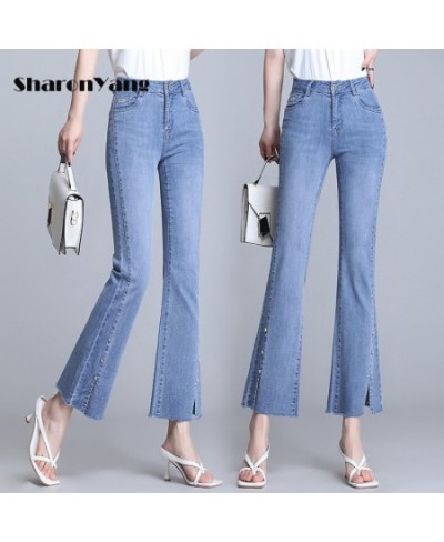 Summer High Waisted Jeans Woman Flare Pants Womens Jeans for Women Bell Bottoms Women Denim Jeans Ankle Length $68.52 - Jeans